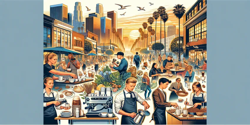 Barista preparing coffee in Los Angeles cafe