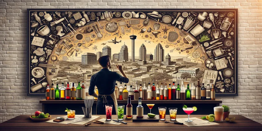 Bartender serving drinks in San Antonio bar