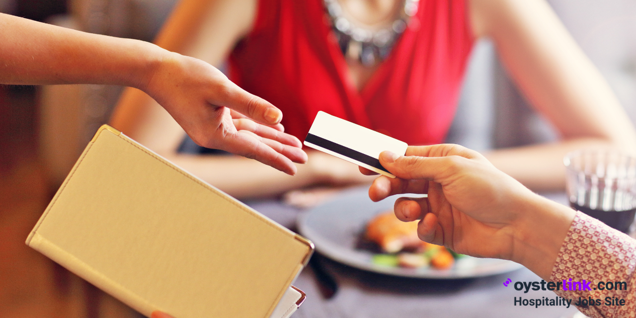 customer tipping by card in a restaurant