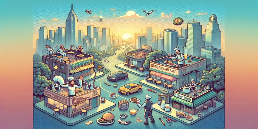 Breakfast attendant serving breakfast buffet