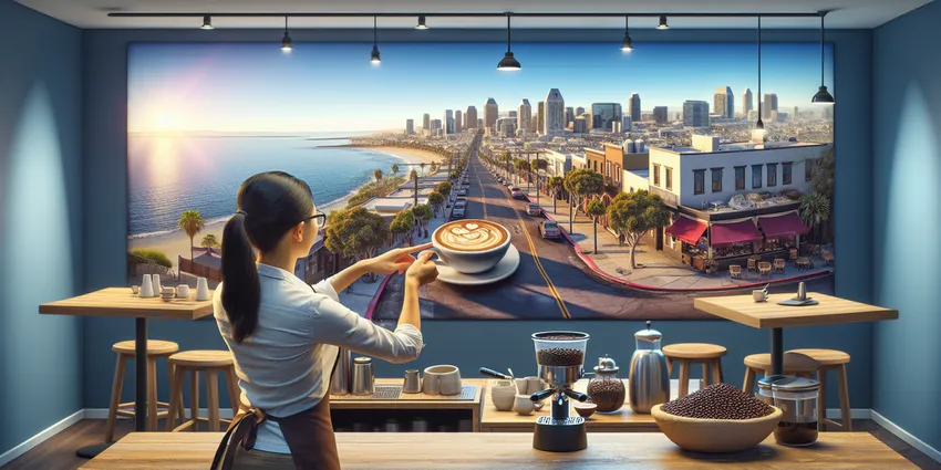 Barista preparing espresso at San Diego cafe