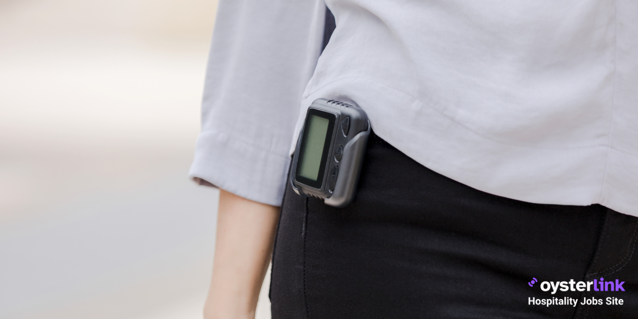 woman wearing a pager 