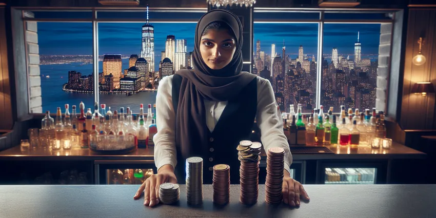 New York City bartender serving drinks