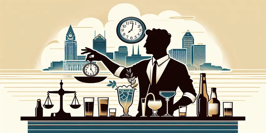 Bartender working overtime in Ohio bar