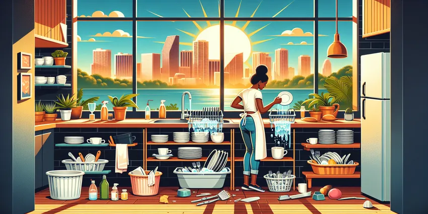 Dishwasher cleaning dishes kitchen Miami