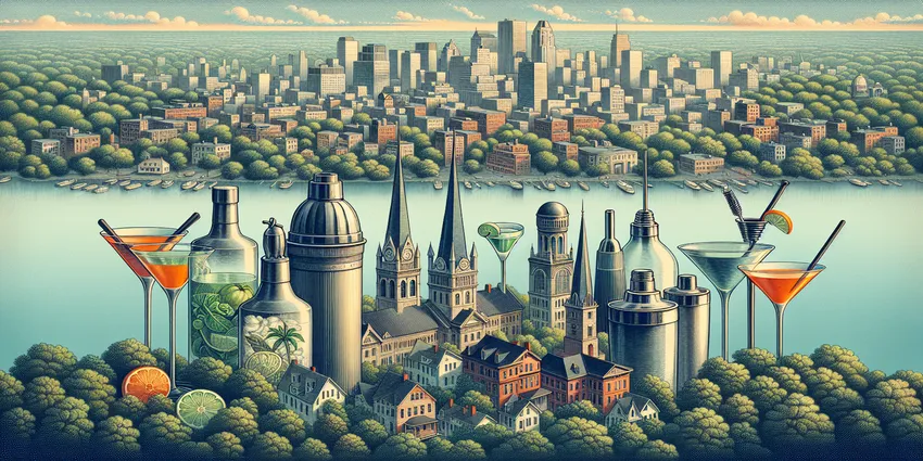 Bartender training class with cocktail shaker and glass