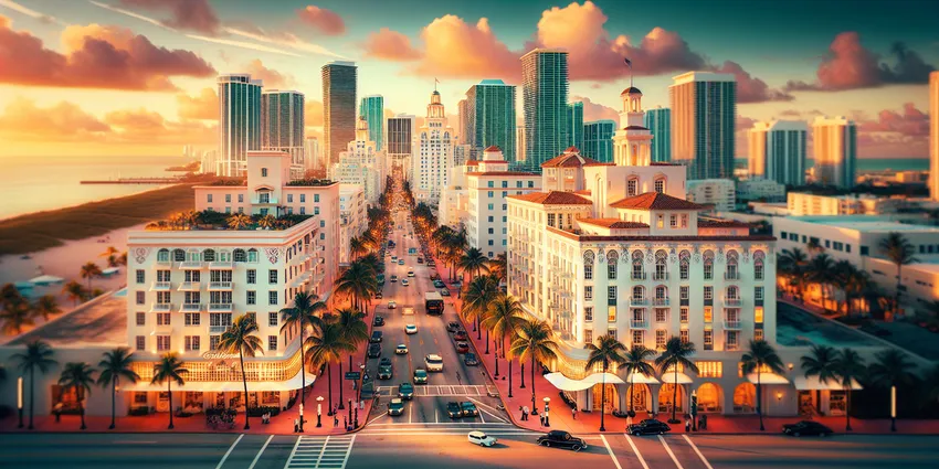 Concierge assisting luxury hotel guests in Miami lobby