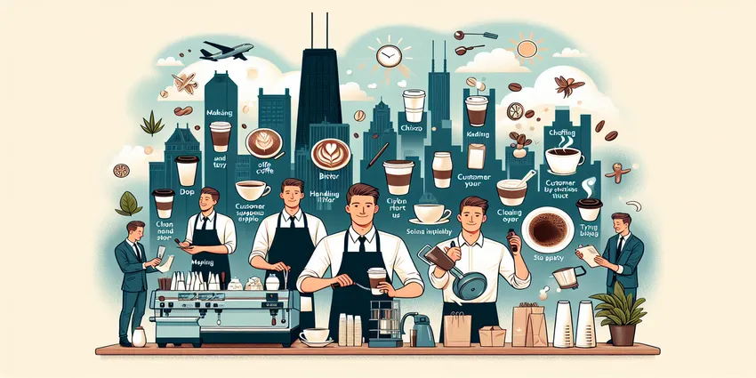 Barista working in Chicago coffee shop