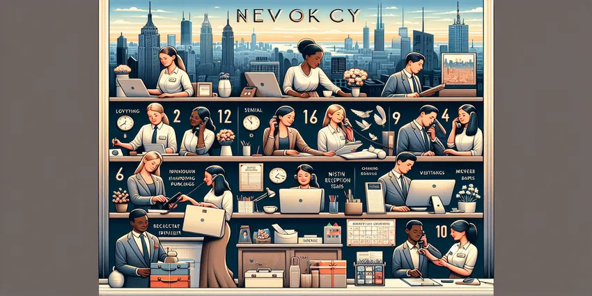 Receptionist at New York City office desk