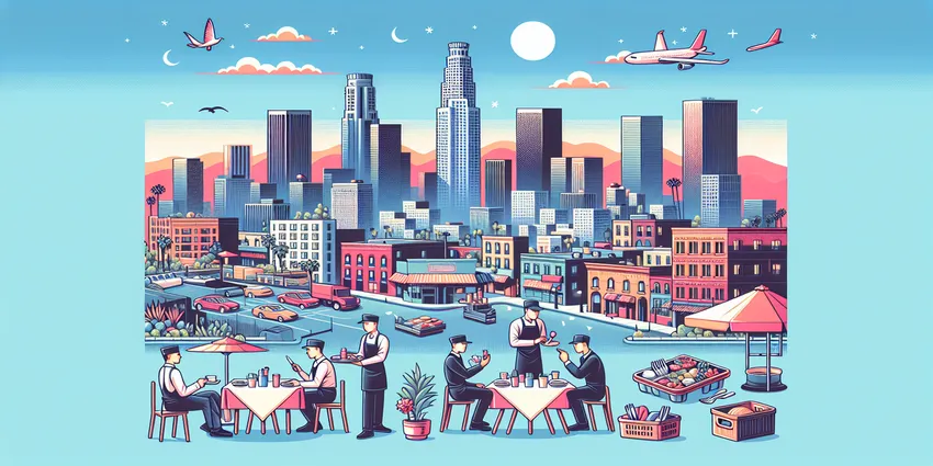 Server helping guests in Los Angeles restaurant