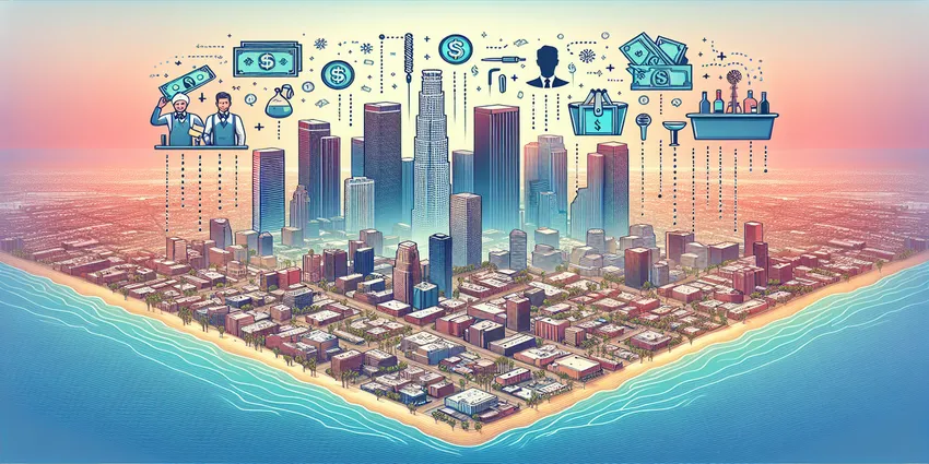 Los Angeles bartender salary and tips illustration