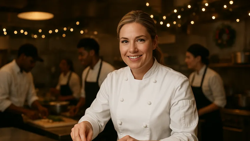 Brooke Williamson portrait in chef coat