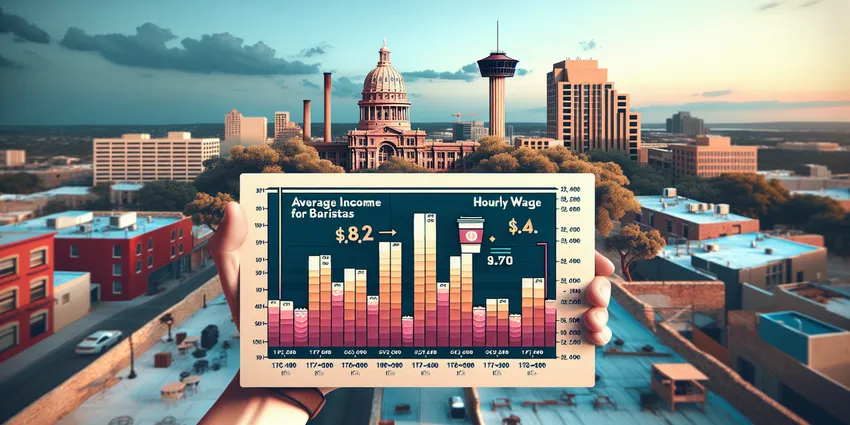 Barista serving coffee with tip jar in San Antonio cafe