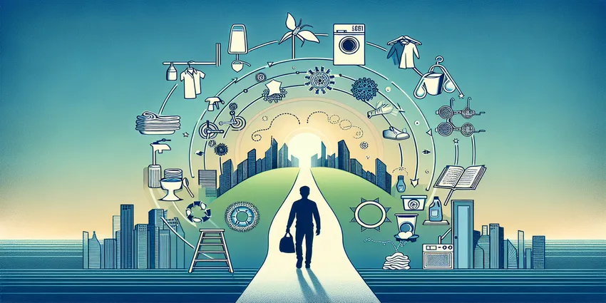 Laundry attendant sorting clothes in a laundry facility