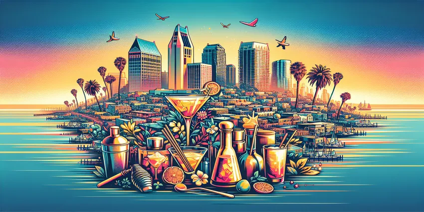 Bartender serving drinks in a busy San Diego bar