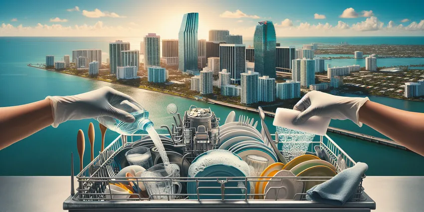 Dishwasher working in Miami kitchen