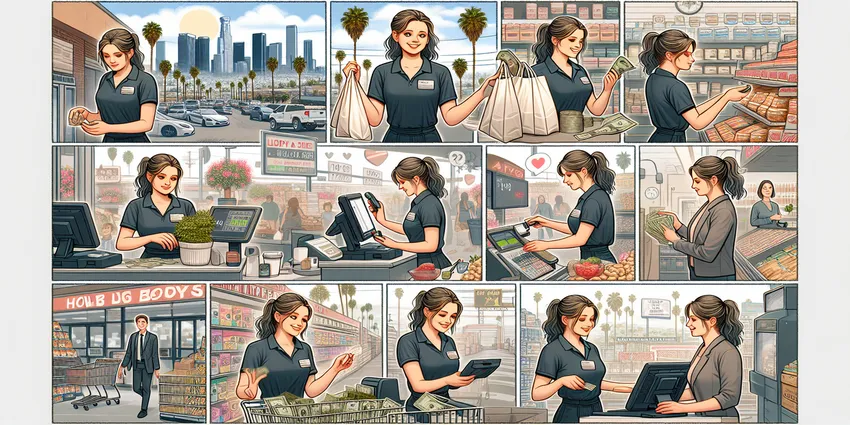 Cashier working in Los Angeles