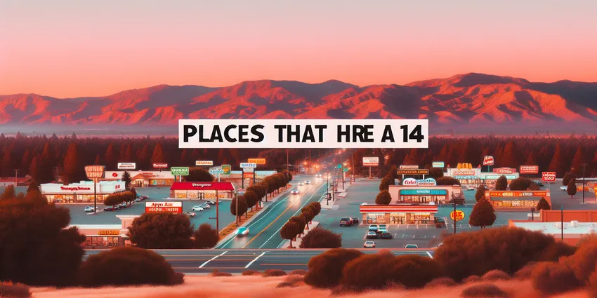 Poster showing 14-year-old working in a restaurant in Apple Valley