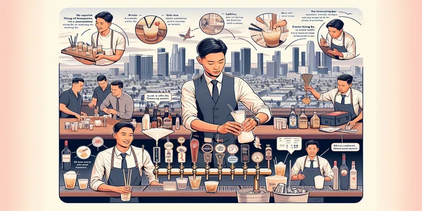 Bartender in Los Angeles preparing cocktails