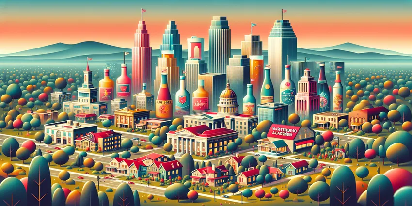 San Jose bartending school building with bar tools and drinks