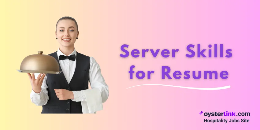 smiling server carrying a cloche