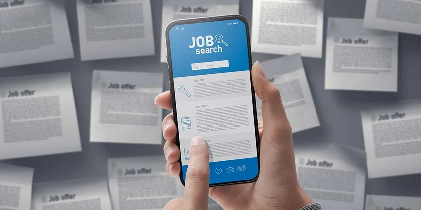 person browsing job ads on their phone