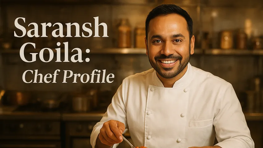 Saransh Goila portrait with vibrant kitchen background