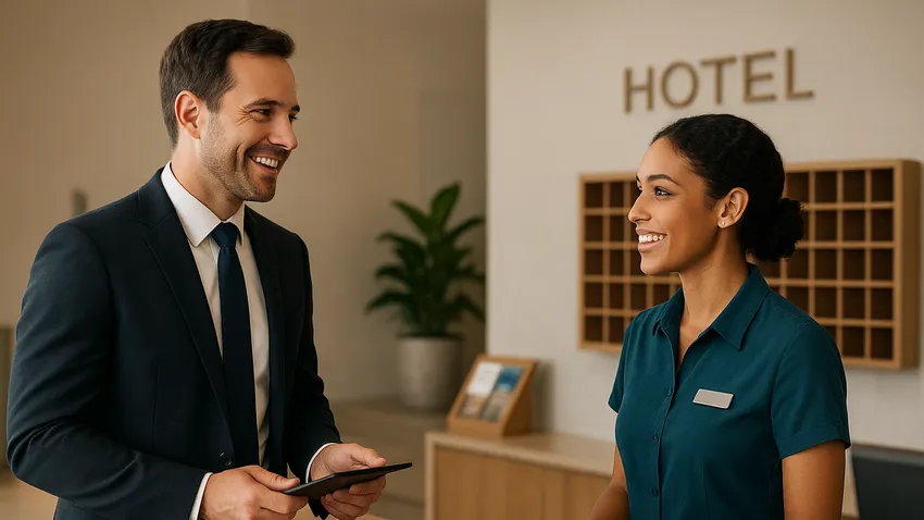 Receptionist at front desk