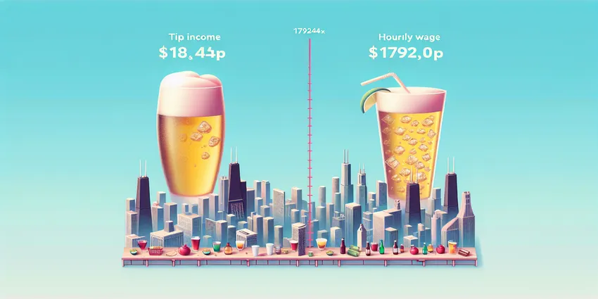 Bartender serving drinks at a busy Chicago bar