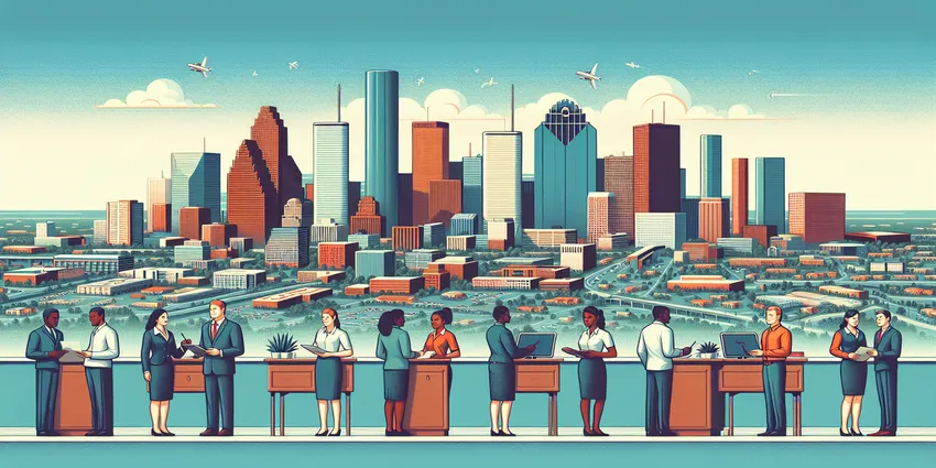 Receptionist at work answering calls in Houston office