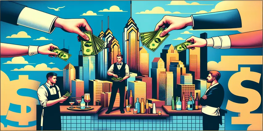 bartender serving drinks in a Philadelphia bar