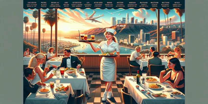 Los Angeles waitress serving customers
