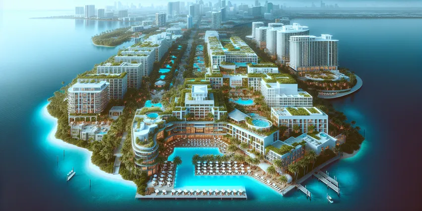 Lobby of a top-rated boutique hotel in Miami with luxury décor and ocean views