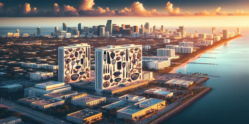 students training in a Miami culinary school kitchen