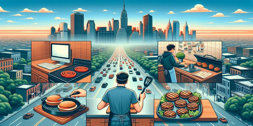 Fry cook preparing fried foods in kitchen