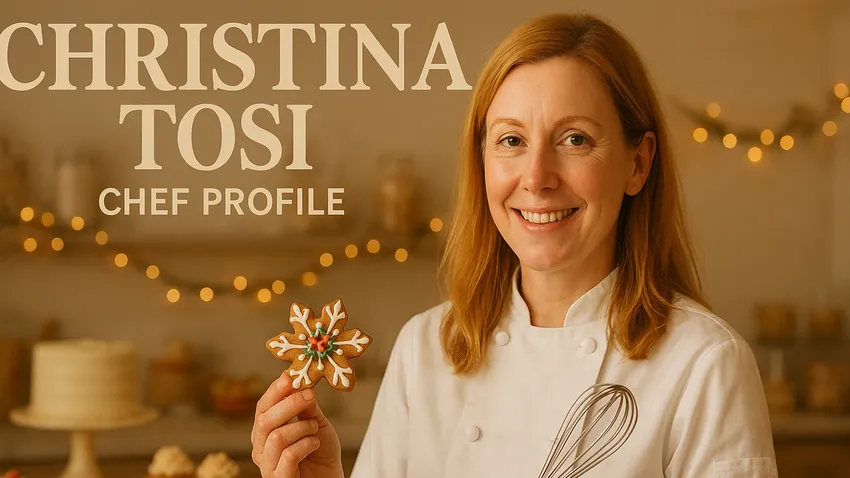 Christina Tosi portrait with Milk Bar bakery background