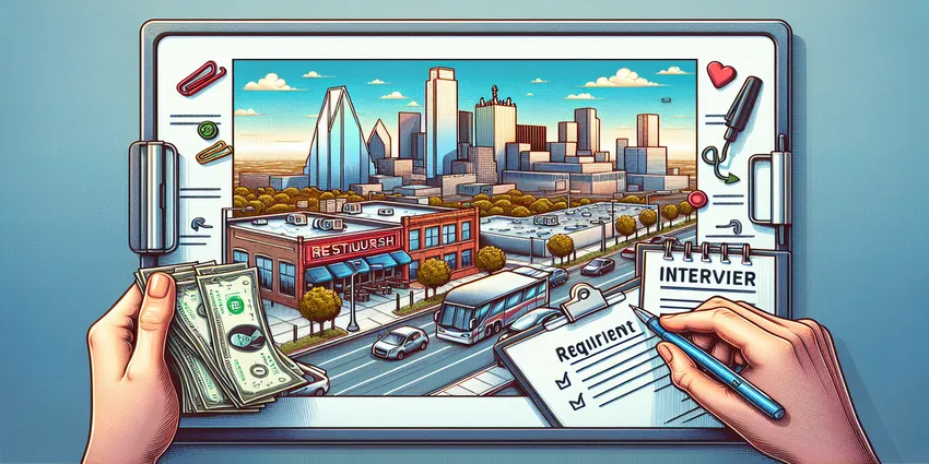 Busser working in a Dallas restaurant clearing tables