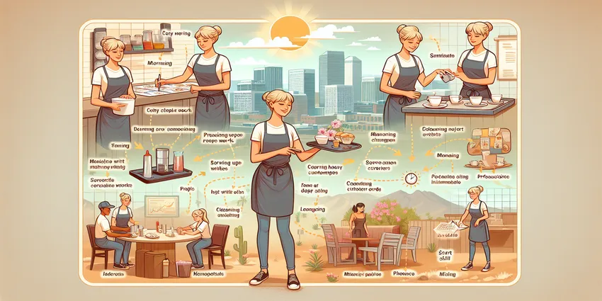 Waitress serving food in a Phoenix restaurant