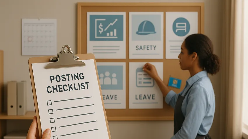 Oklahoma labor law posters on wall