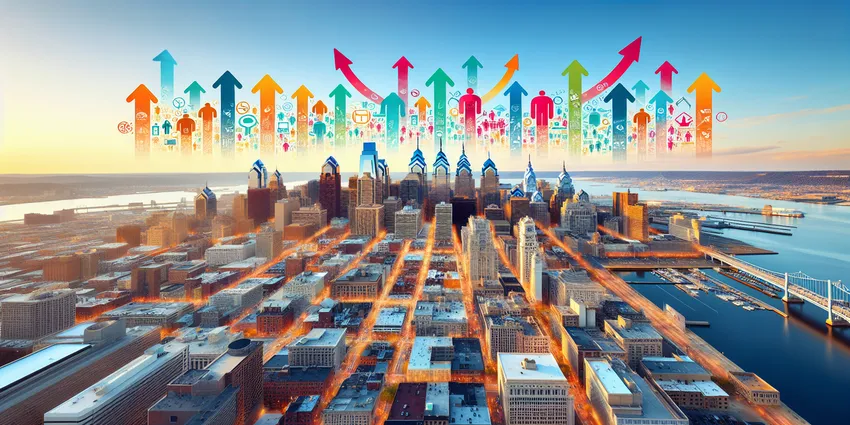 Philadelphia hospitality wage growth graph and trends