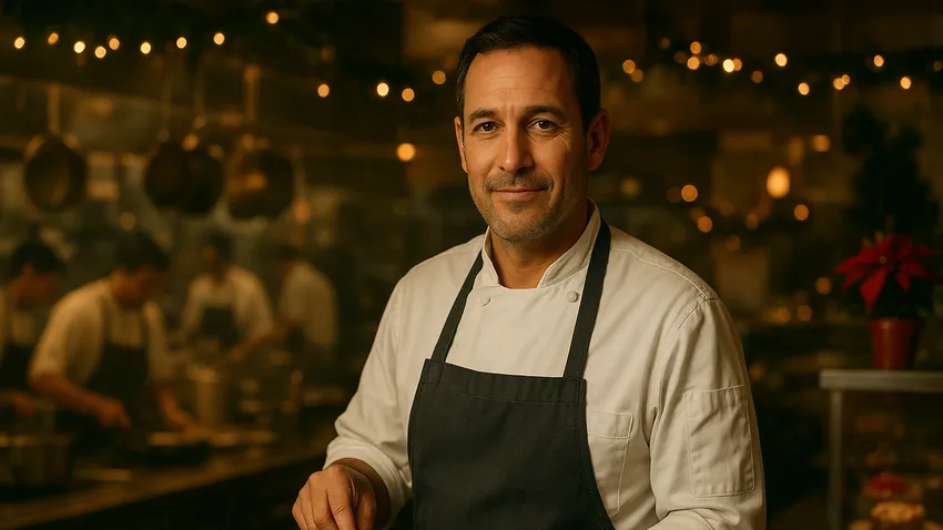 Jon Shook portrait in restaurant kitchen