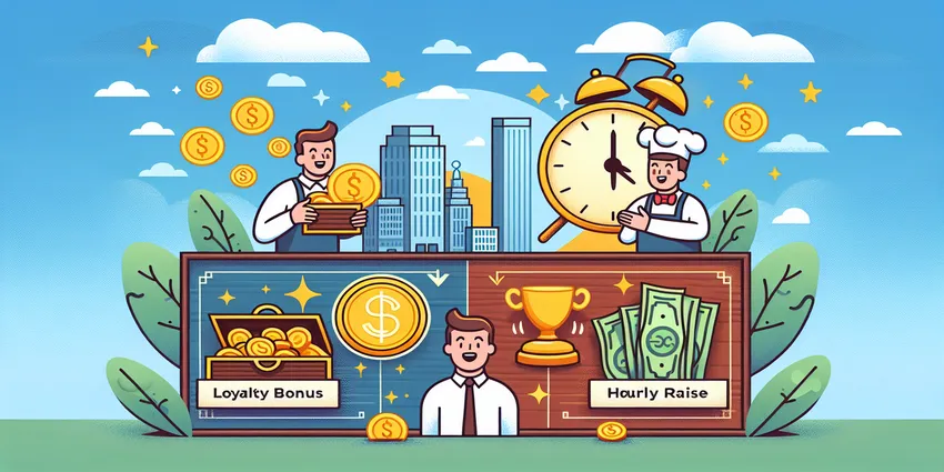 Loyalty bonus versus hourly raise comparison for server retention