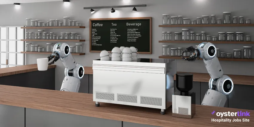 robot baristas behind the bar