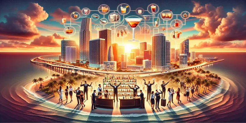 Bartender serving drinks in a Miami bar