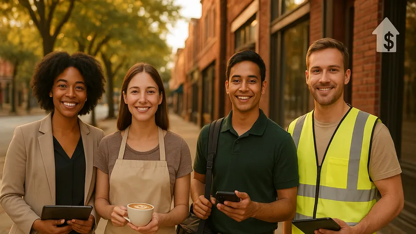Server serving drinks in a busy Athens, GA restaurant