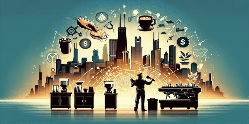 Barista preparing coffee at a Chicago coffee shop