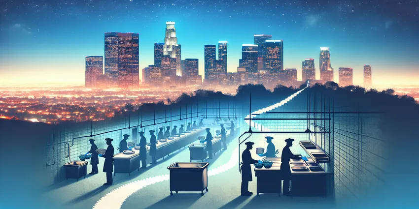 Dishwasher working in a busy kitchen