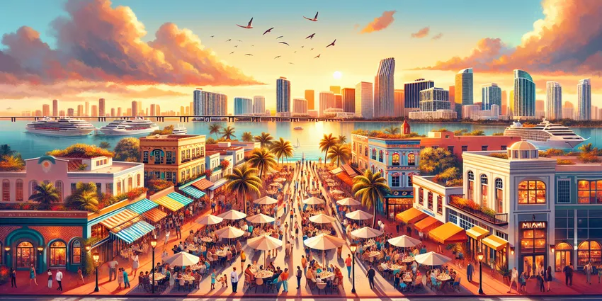 wait staff serving customers in a Miami restaurant