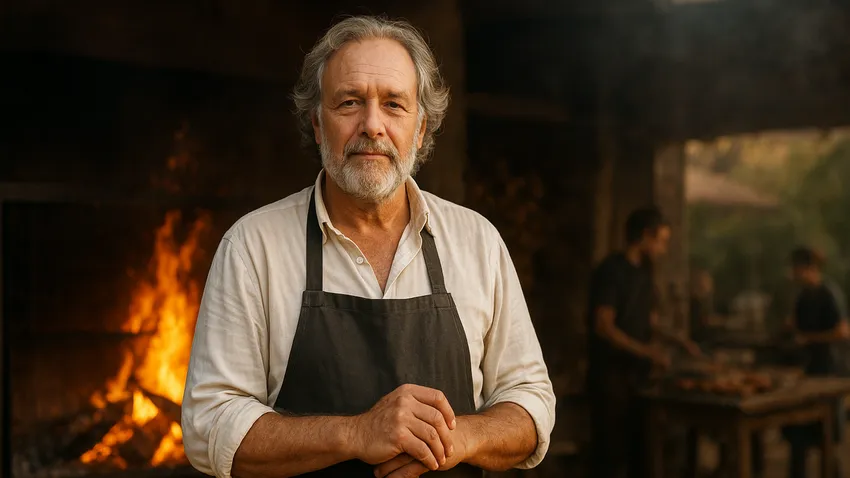 Francis Mallmann cooking over open fire