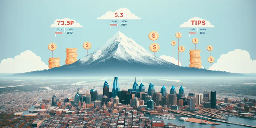 Barista serving coffee with tip jar in Philadelphia cafe